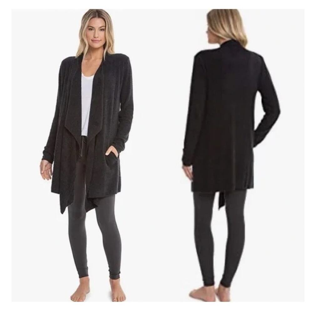 Barefoot Dreams Bamboo Cozy ChicLite Island Longline Wrap Cardigan L/XL Black